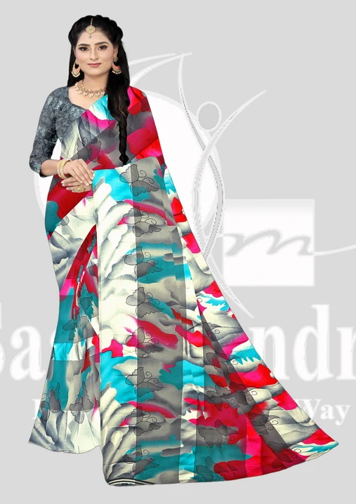 Wetless Printed Saree - Kvya 431 - Grey Mix